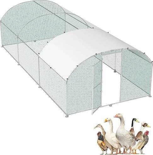 JOIEYOU 3x6x2m kovový kurník s klenutým stropem kuřecí klec s 18m2 výběhem & dveřmi &