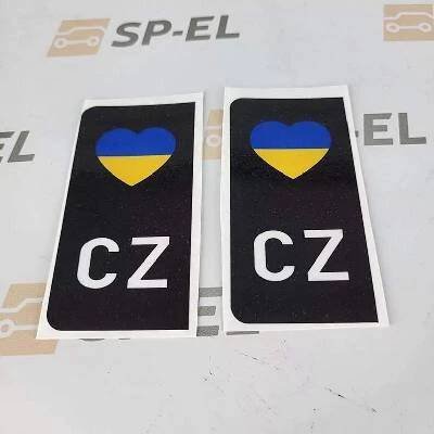 Srazová samolepka / Přelepka / Přelep na SPZ / RZ / registrační značku - Ukrajina - černá - 2 ks pro auto, 1 ks pro moto