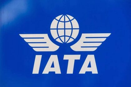IATA logo is seen before media day in Geneva