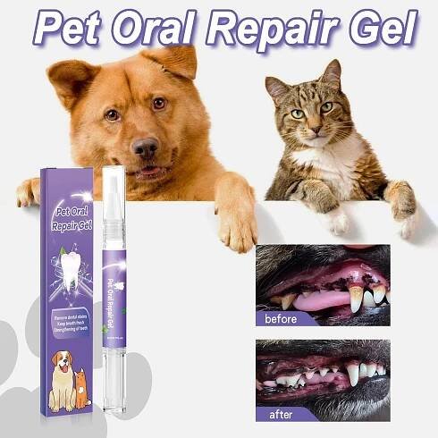 3ml ústní gel pro domácí mazlíčky, špatný dech, na zubní kámen, není třeba si čistit zuby, osvěžovač dechu pro domácí mazlíčky, čistící gel