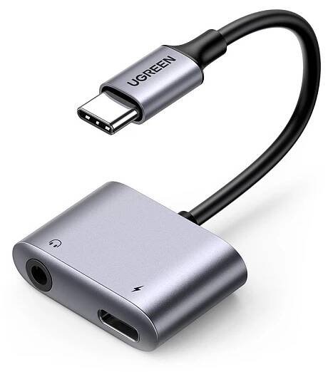 Redukce UGREEN USB-C/USB-C PD + 3.5mm Jack (60164) šedá | DATART