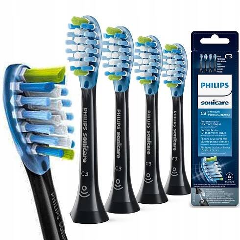 4x Originální hlavice Philips Sonicare C3 Premium Plague Defence Černé-17