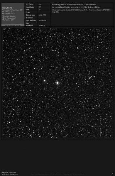 Planetary nebula NGC6572 - the "Emerald Nebula" in Ophiuchus