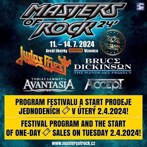 POZOR, sváteční hlášení! Program festivalu MASTERS OF ROCK 2024 bude online v úterý | PRAGOKONCERT BOHEMIA, a.s.