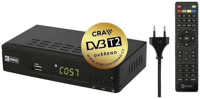 Emos EM170 HD - set-top-box DVB-T2 HEVC/h.265, USB, LAN