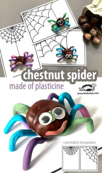 Chestnut spider made of plasticine