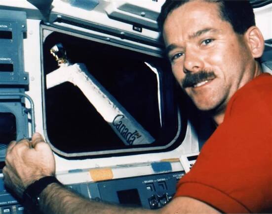 Chris Hadfield at the controls of the Canadarm