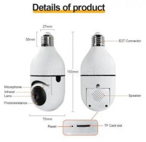 Mormark Prenosná bezpečnostná bezdrôtová otočná kamera vo forme žiarovky
