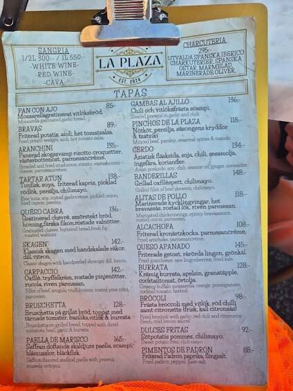 Menu 2025 - La Plaza - Tapasbar in Stockholm | TheFork