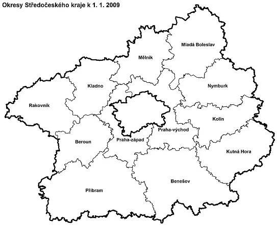Okresy Středočeského kraje k 1.1.2009