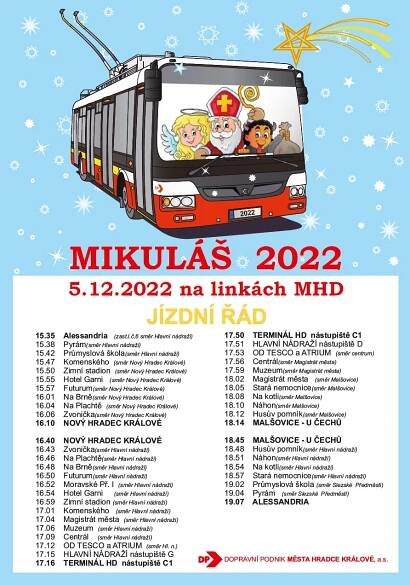 Mikulášský trolejbus 2022 | Dopravní podnik města Hradce Králové