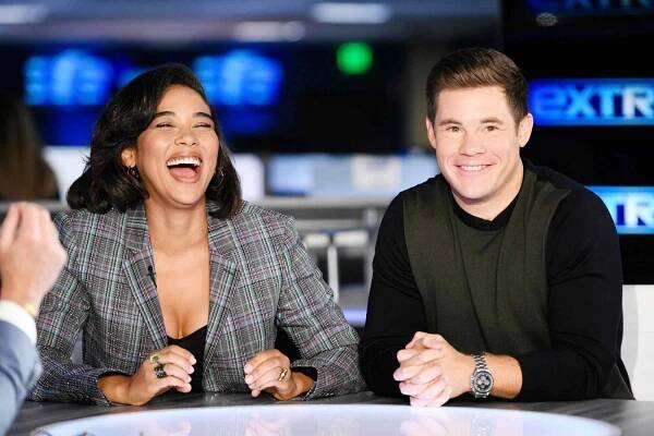 Ryan Michelle Bathe, Alexandra Shipp And Adam DeVine Visit "Extra"