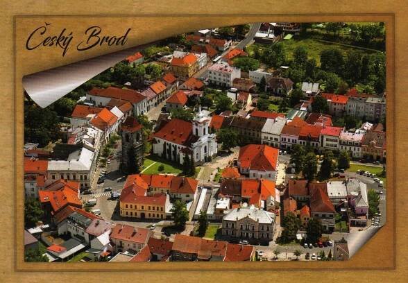 město Český Brod  -  letecký pohled - Pohlednice místopis