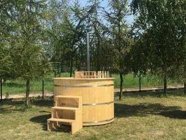 Dřevěná koupací káď horký sud hot tub včetně příslušenství 180cm BK180 - Zahrada
