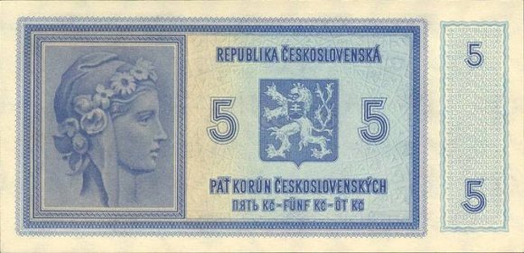 5 K/Kč 1938, přetisk 1940 rub