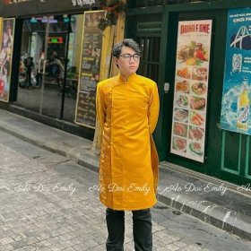 Ao dai for Men| Áo Dài Nam Gấm vang| Pre made ao dai Vietnam|Nude| Ao dai for groomsmaid| Add 1 or 2 size to your T shirt size|MEN004