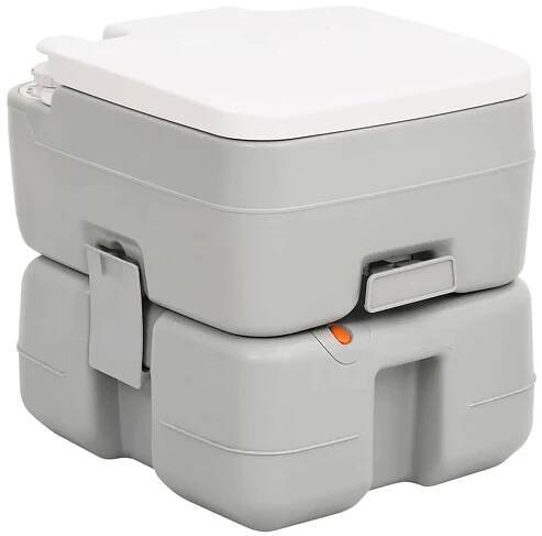 Přenosná turistická toaleta, šedobílá, 15+10 l, HDPE