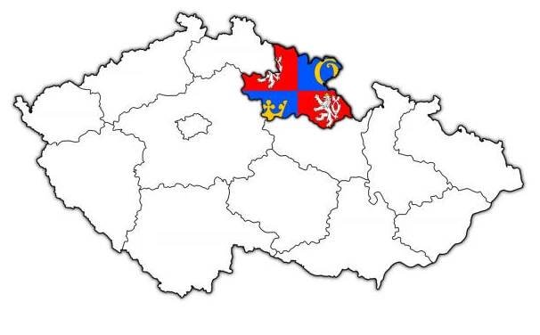 znak královéhradeckého kraje na administrativní mapě čr - hradec králové region stock ilustrace