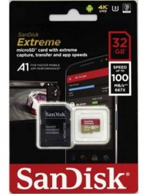 SanDisk Extreme micro SDHC 32 GB 100 MB/s A1 Class 10 UHS-I V30, adapter NÁHRADA ZA 173362 - Hama - Paměťové karty - Paměťové