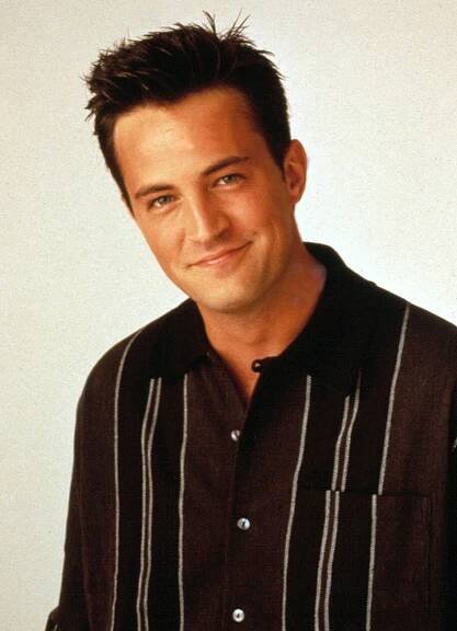 Matthew as Chandler in a promo for Friends, which started in 1994