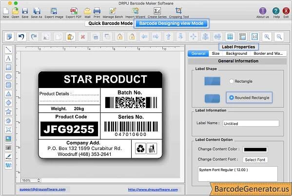  Barcode Designing View Mode