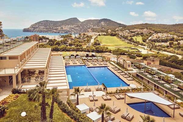 Aerial views of Zafiro Palace Andratx in Mallorca
