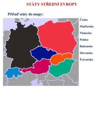 Státy střední Evropy - slepá mapa