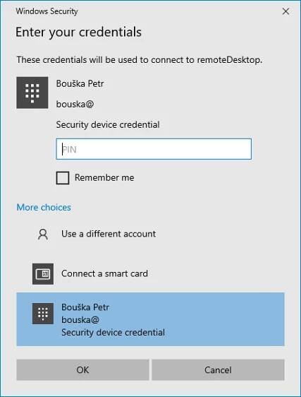 Windows Hello for Business - RDP se Smart Card Logon certifikátem