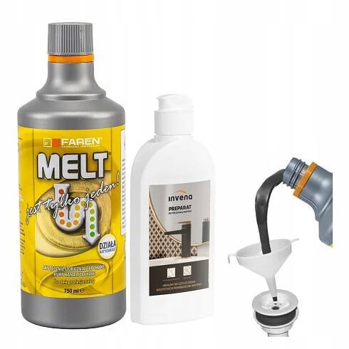 MELT PROSTŘEDEK K ZPRŮCHODNĚNÍ POTRUBÍ KANALIZAČNÍCH SIFONŮ VELMI SILNÝ + KAPALINA