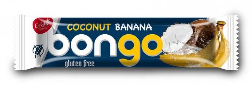 Bongo banana kokosová tyčinka s banánovou příchutí v mléčné polevě 40g - CeliakShop.cz
