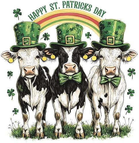 Happy St. Patrick's Day Cow Lucky Shamrock Png