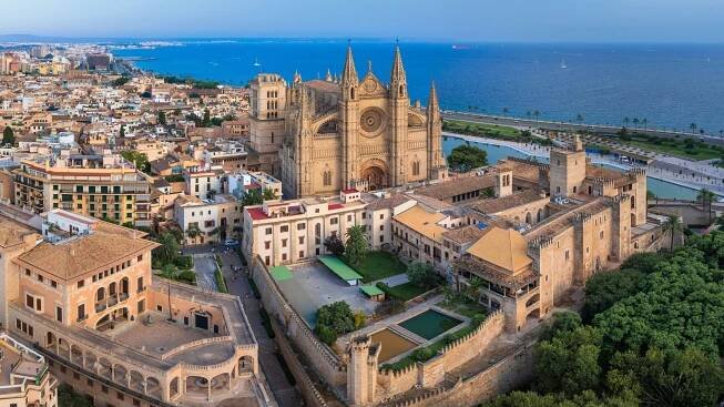 Palma de Mallorca, katedrála Santa Maria of Palma, La Seu, Mallorca, Španělsko stock fotka