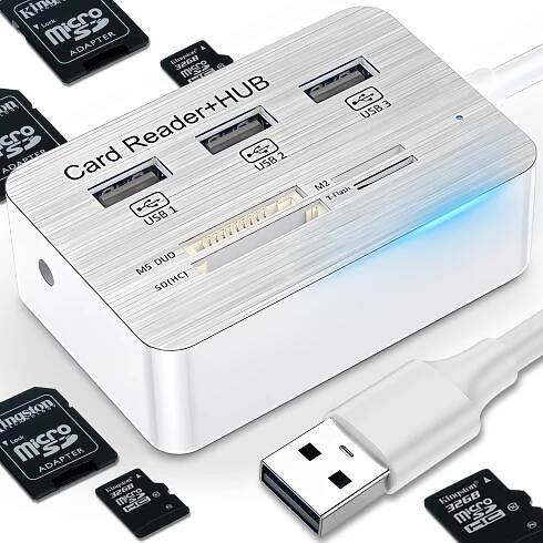 ROZBOČOVAČ 7V1 USB HUB ČTEČKA KARET ADAPTÉR SD MICRO RYCHLÉ ROZBOČOVAČE