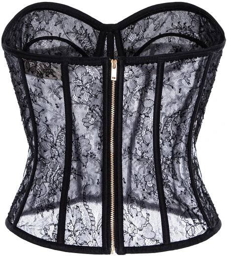 Aureliana Iconic Black Chantilly Lace Bustier