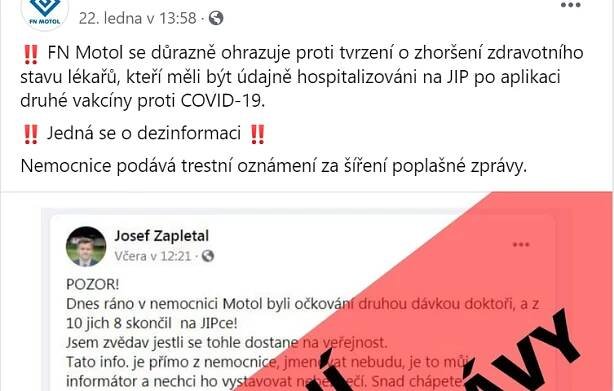 Screenshot facebook FN Motol