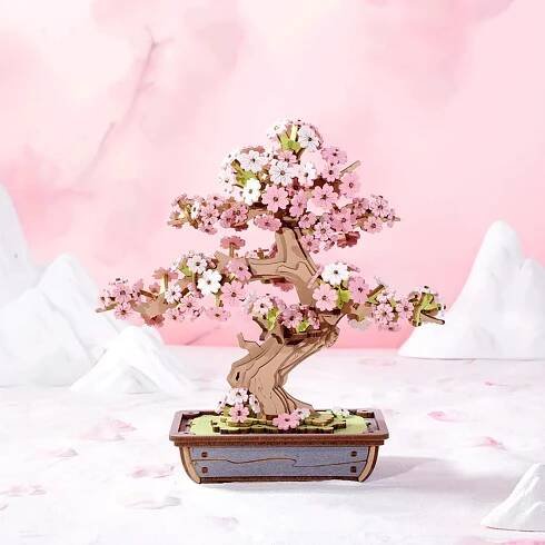 RoboTime 3D dřevěná skládačka Bonsaj sakura