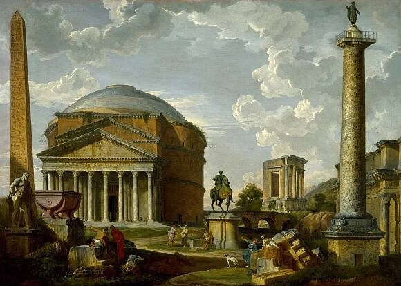 File:Giovanni Paolo Panini - Fantasy View with the Pantheon and other Monuments of Ancient Rome - 61.62 - Museum of Fine Arts.jpg - Wikimedia Commons