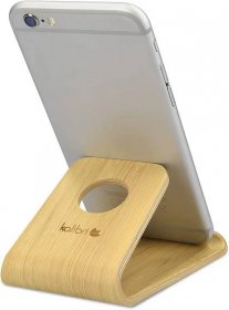 Stylový dřevěný stojánek Kalibri na mobilní telefony a tablety, světlý bambus (Dřevěný stojánek na mobilní telefony a tablety, světlé dřevo - bambus)