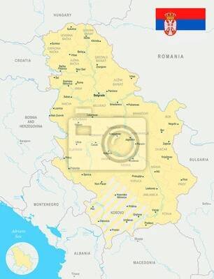 Mapa Srbska - podrobné vektorové ilustrace