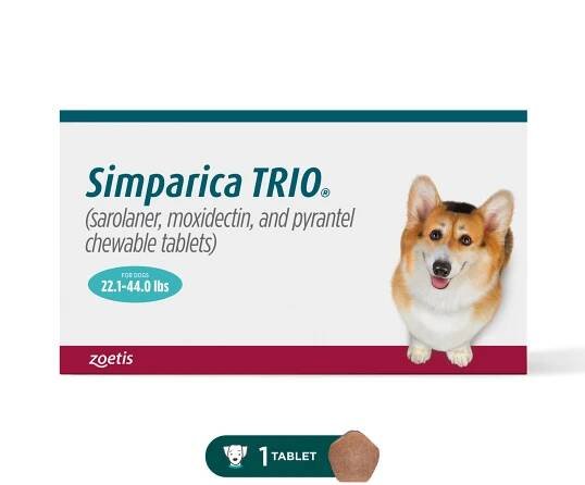 Simparica Trio 22.1-44 lbs. Dogs, 6 Month Supply