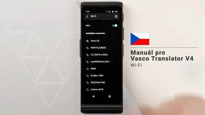 Návod Vasco Translator V4: Jak se připojit k síti Wi-Fi