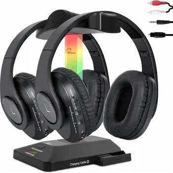 WallarGe Bezdrátová sluchátka RF a Bluetooth pro TV, 2 kusy
