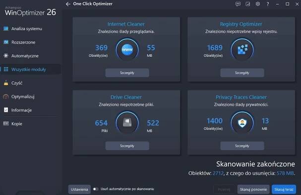 Program Optimalizátor Windows WinOptimizer 26 Ashampoo Plošina Windows