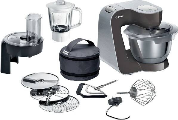 Bosch MUM58A20, 3,9 l, Antracit, Stříbrná, 3 disky, Nerezová ocel, Plast, Nerezová