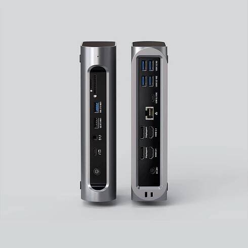 Two side-by-side Satechi Thunderbolt 4 Multimedia Pro Docks.