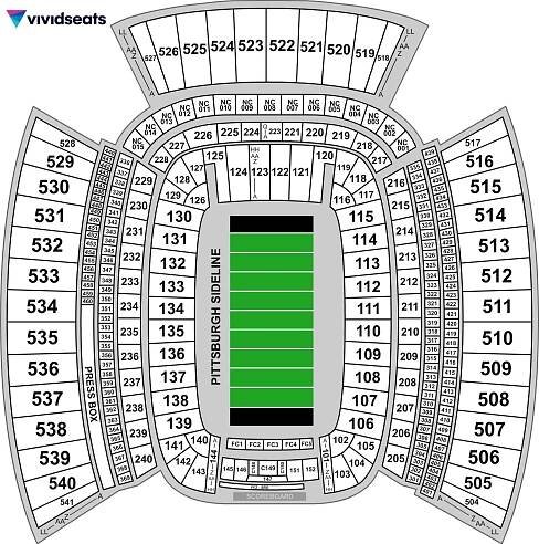 A map of Pittsburgh, PA's Acrisure Stadium.