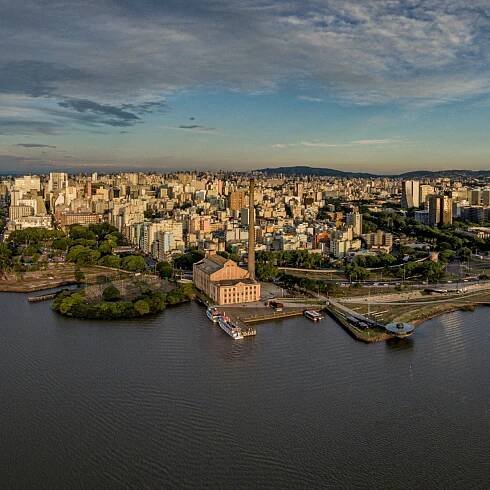 An aerial view of Porto Alegre, Brazil – one of the safest cities in Brazil.