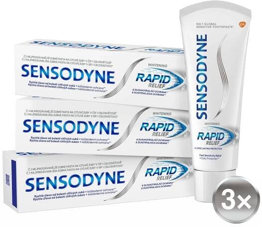 Fotografie Sensodyne Bělicí zubní pasta rychlá úleva Rapid Whitening 3 x 75 ml Sensodyne A132:kSEN060