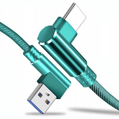 Dlouhý 1m, nabíjecí a datový kabel USB-C s konektorem v úhlu 90°