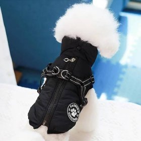 Winter Dog Clothes for Small Medium Dogs Christmas Warm Fleece Dog Jacket Windproof Pet Coat with Harness Chihuahua Clothing Puppy Costume with Zipper